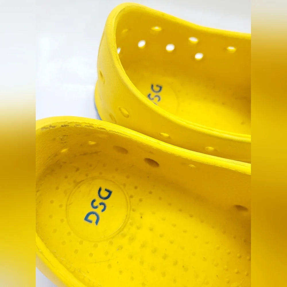DSG Kid's Water Shoes Slip on Lightweight Perforated EVA Yellow/Blue 3-4Y